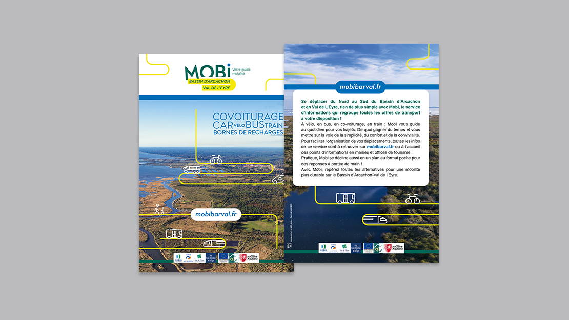 Flyer de présentation de MOBI, diffusé dans les points relais touristiques.